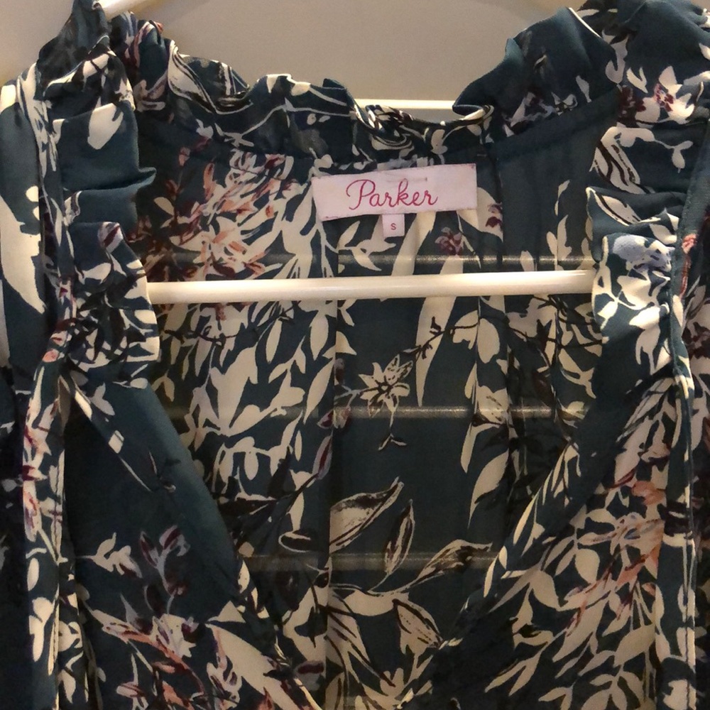 Parker NYC silk open shoulder dress